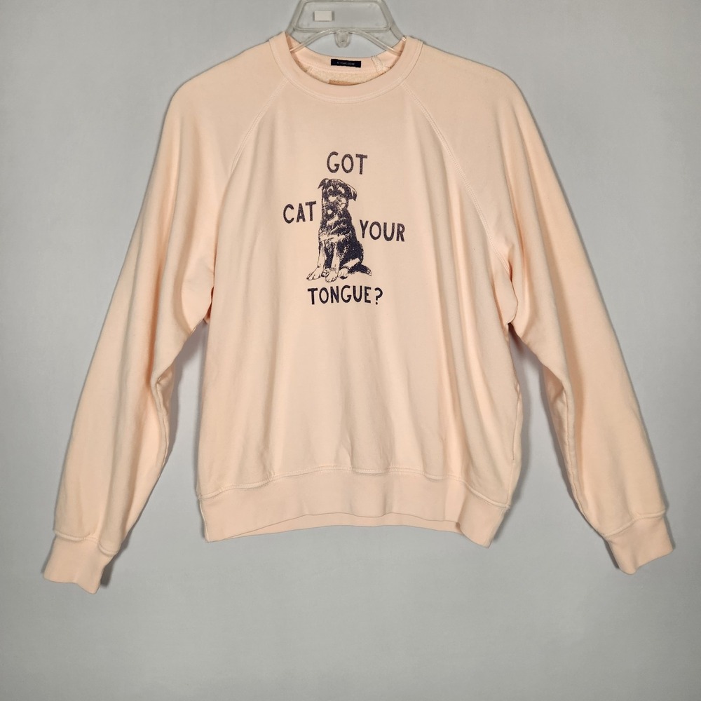 Mother The Biggie Concert Cotton Graphic Sweatshirt Cat Got Your Tongue XS